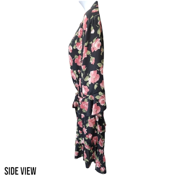 BOOHOO Plus Size Rose Floral Ruffle Tie Playsuit/Romper Plus Size 22 - Picture 7 of 14